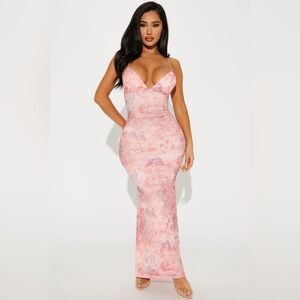 Fashion Nova Mariposa Mesh Dress - Pink/combo